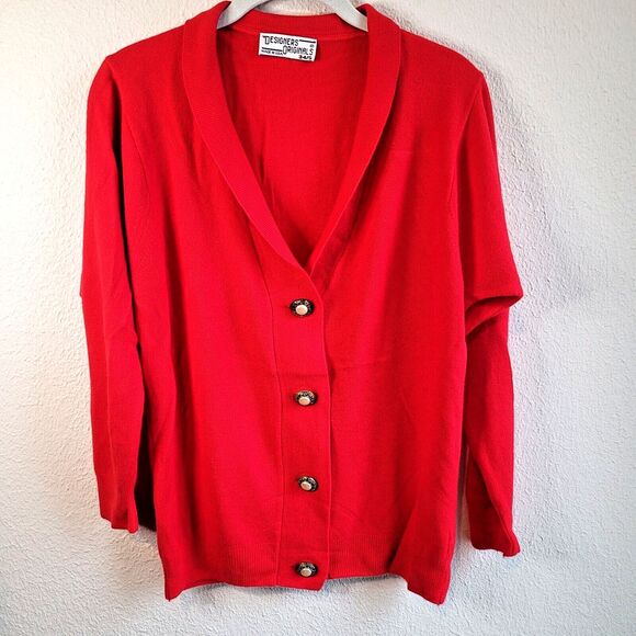 Designers Originals Cardigan Sz S Red Button Sweater Vintage USA READ - Picture 15 of 15